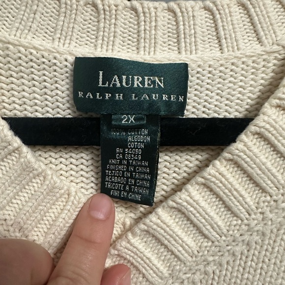 Vintage Lauren Ralph Lauren Cream V-Neck Sweater - Picture 4 of 4
